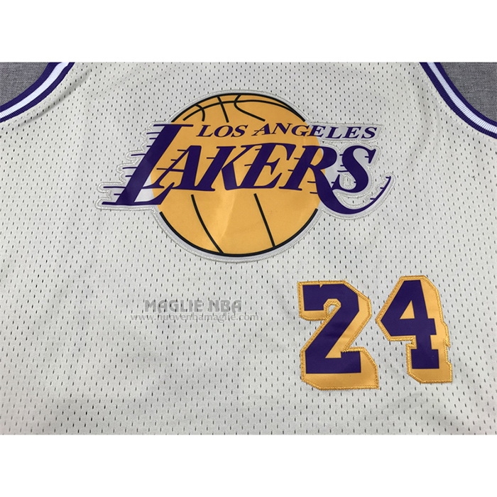 Maglia
 Kobe Bryant NO 24 Los Angeles Lakers Mitchell & Ness Chainstitch Crema
